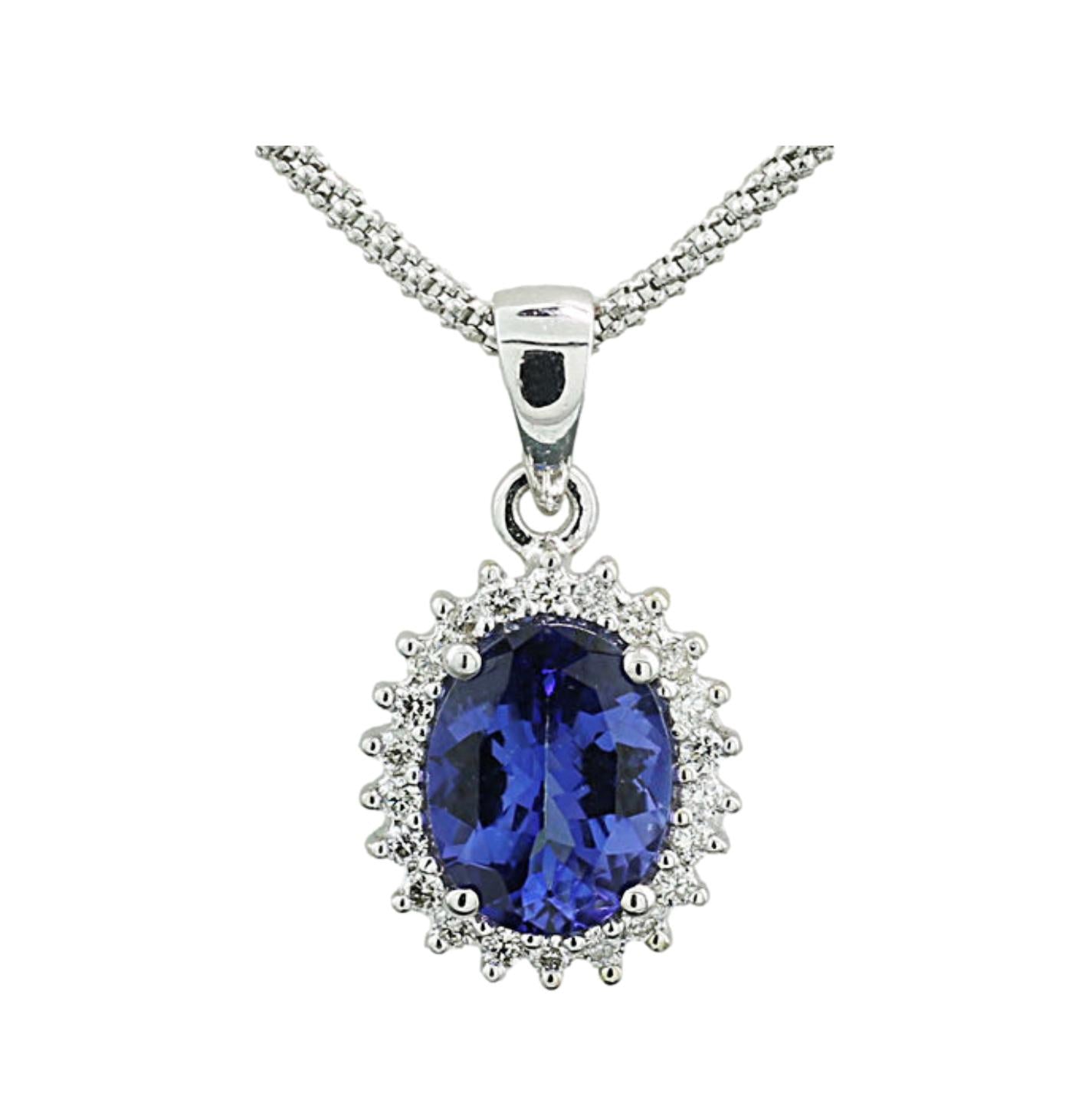 Bespoke 14kt White Gold Diamond & Tanzanite Pendant