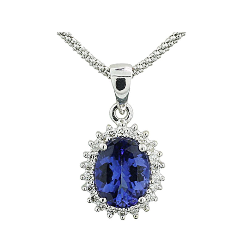 Bespoke 14kt White Gold Diamond & Tanzanite Pendant