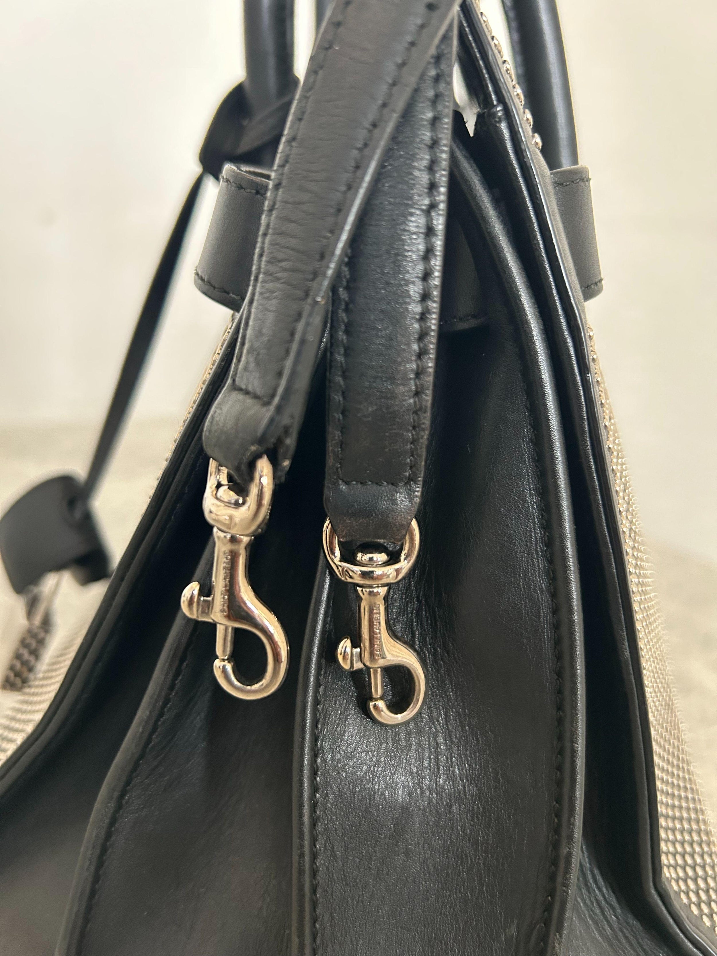 Black Leather Small Studded Sac de Jour Tote Bag