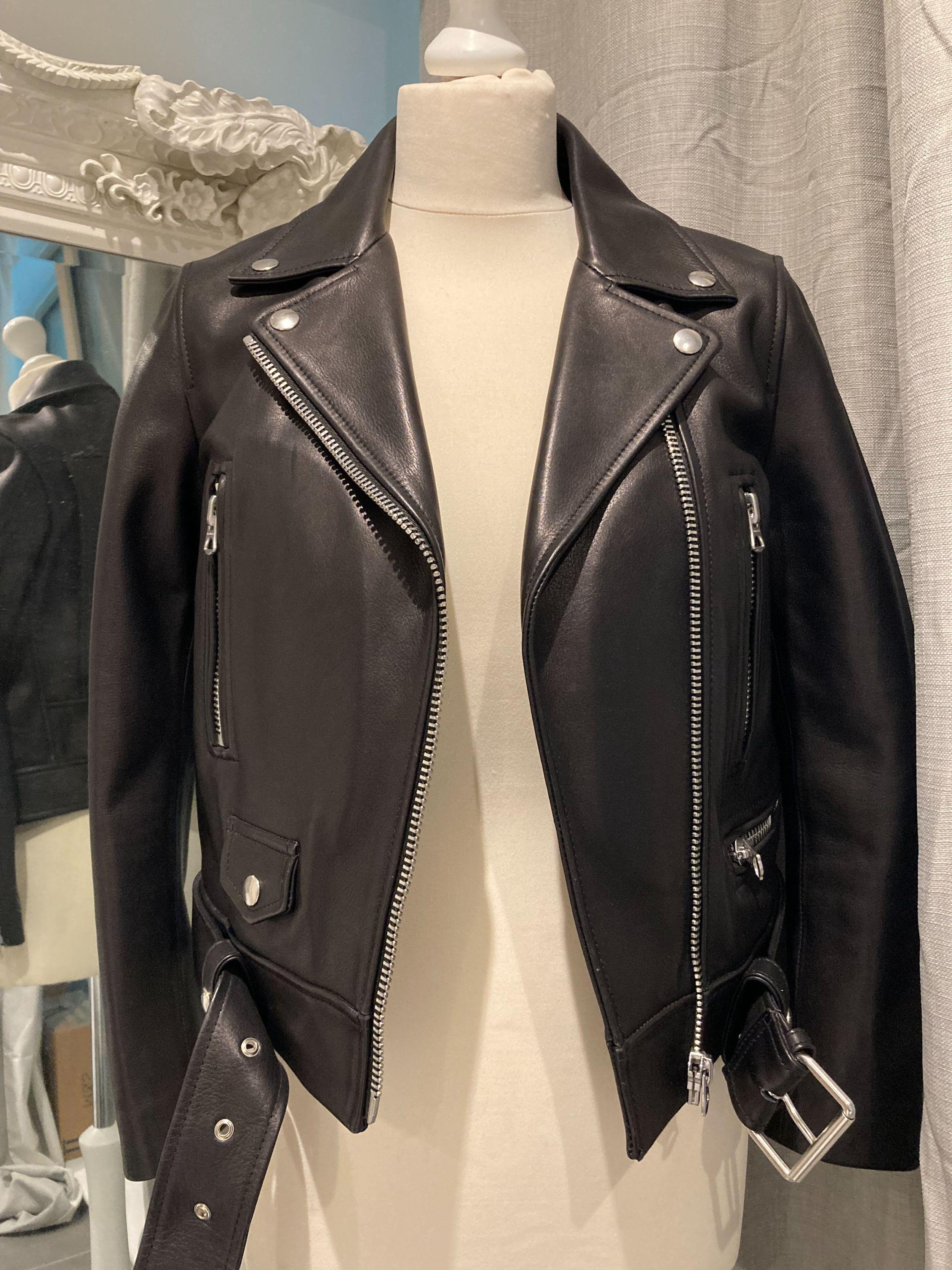 Mock leather biker jacket