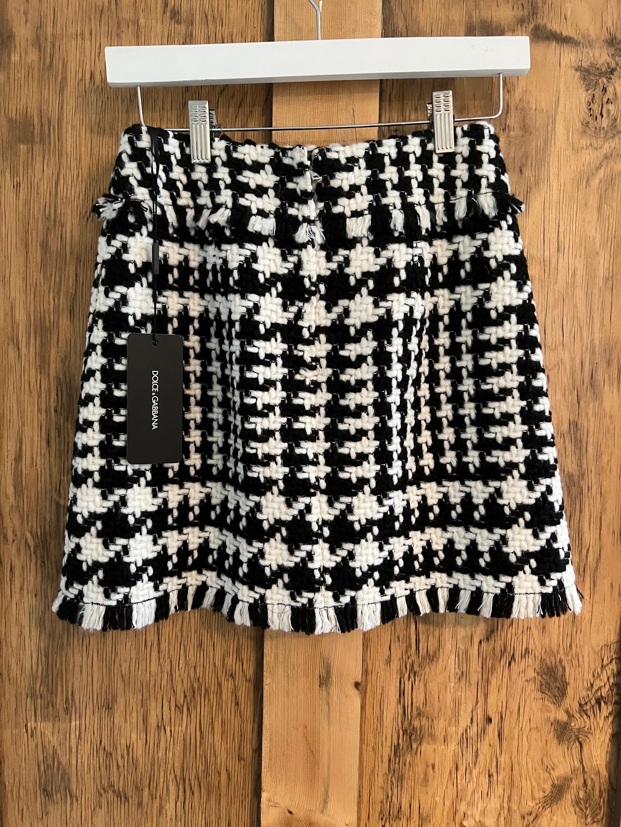 Black & White Houndstooth Mini Skirt