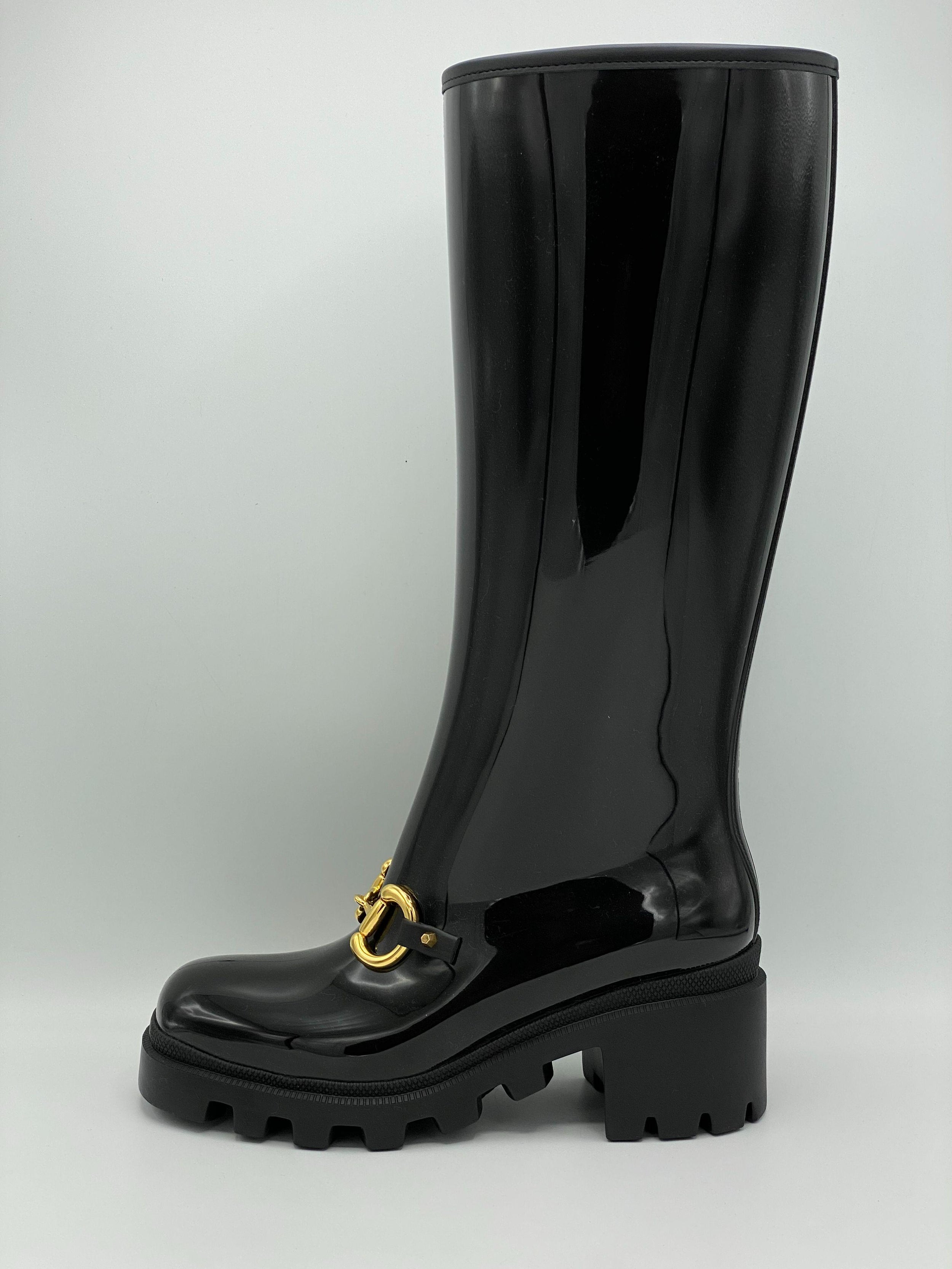 Knee High Horsebit Rain Boots