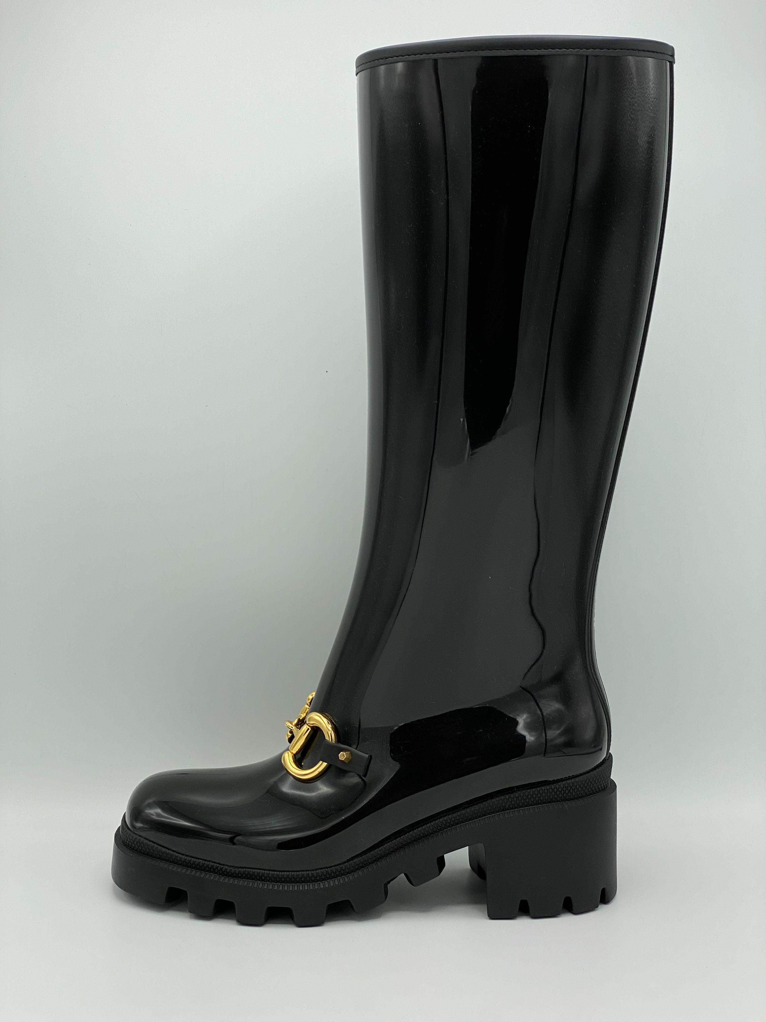 Knee High Horsebit Rain Boots