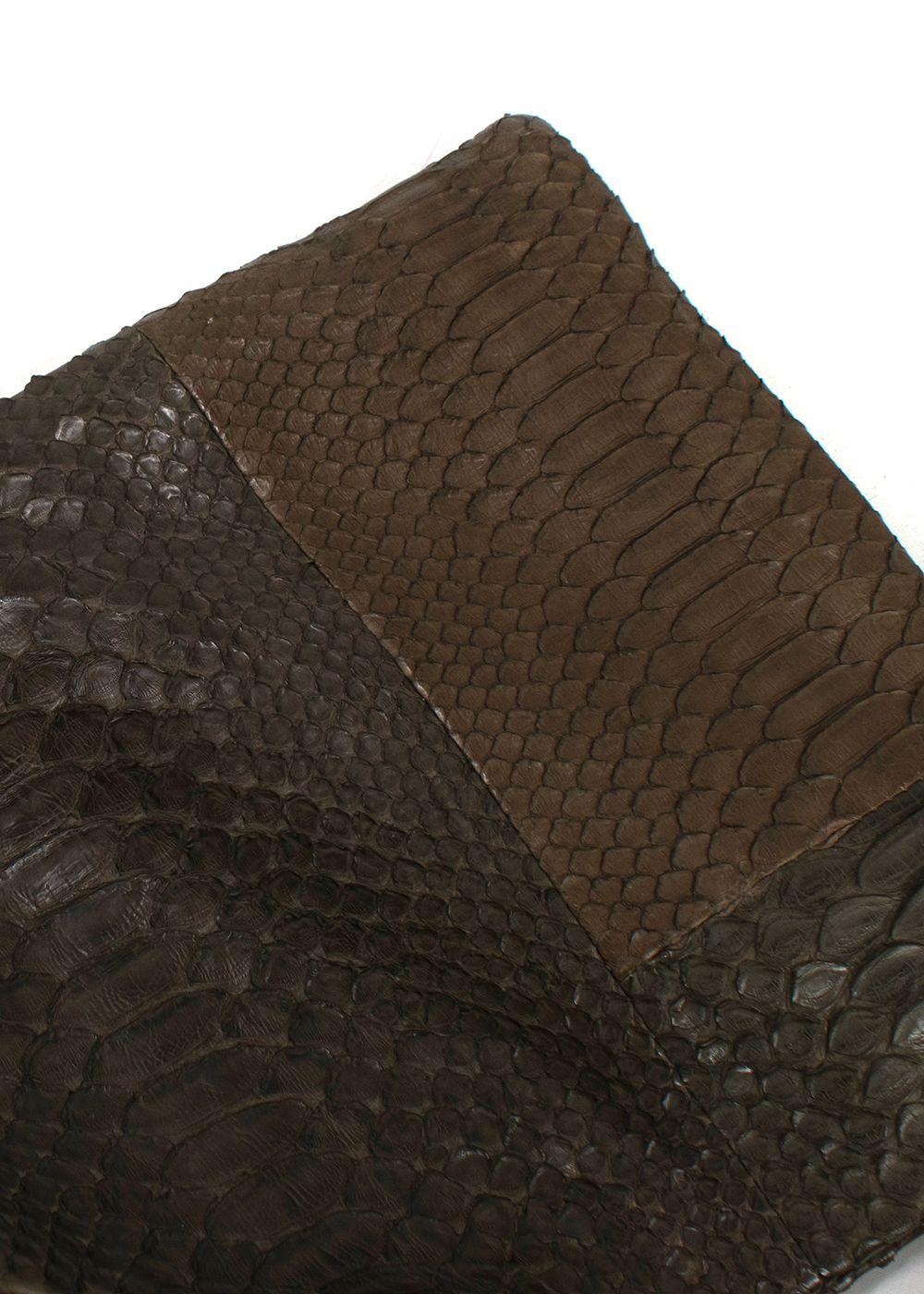 Johnny Ramli Khaki Snakeskin Clutch