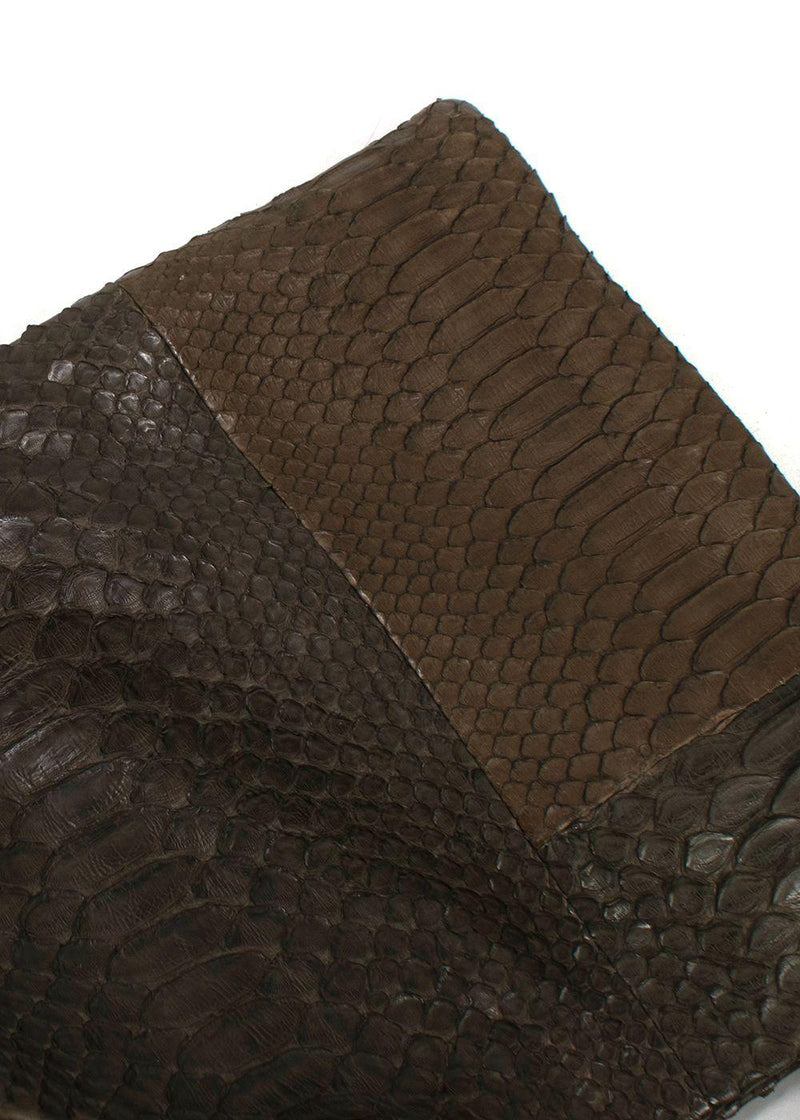 Johnny Ramli Khaki Snakeskin Clutch