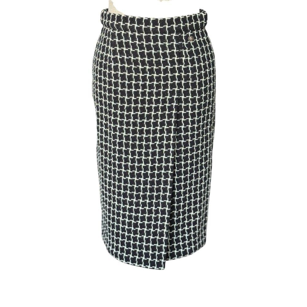 Chanel Checked Suit With Leather Sleeves