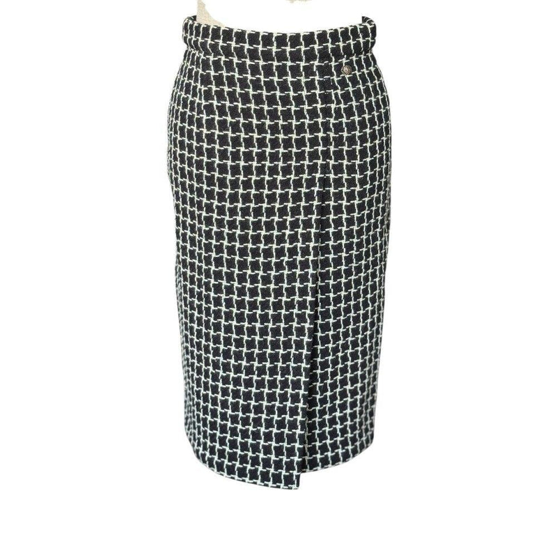 Chanel Checked Suit With Leather Sleeves