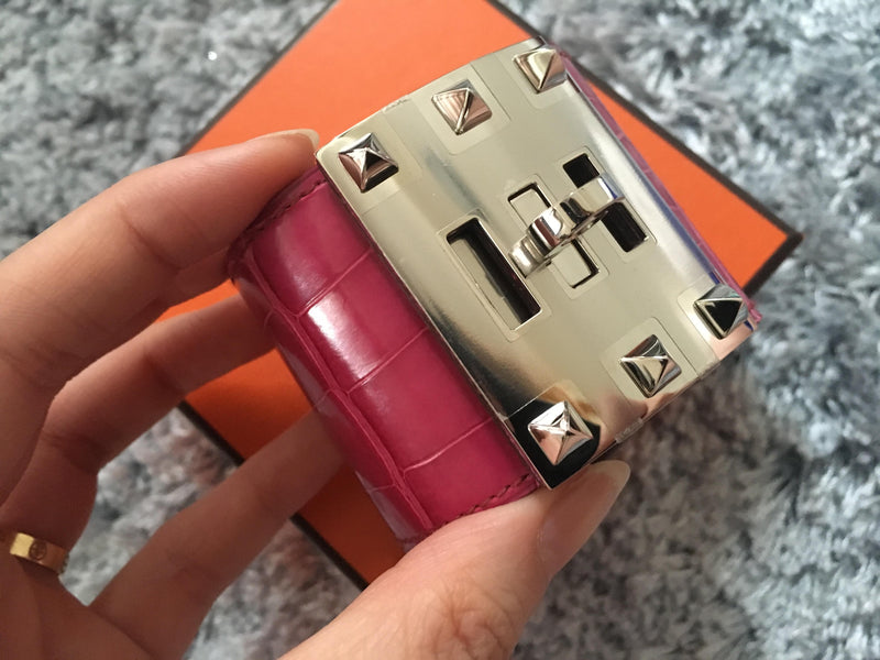 Hermes Rose Scheherazade Kelly Dog Cuff