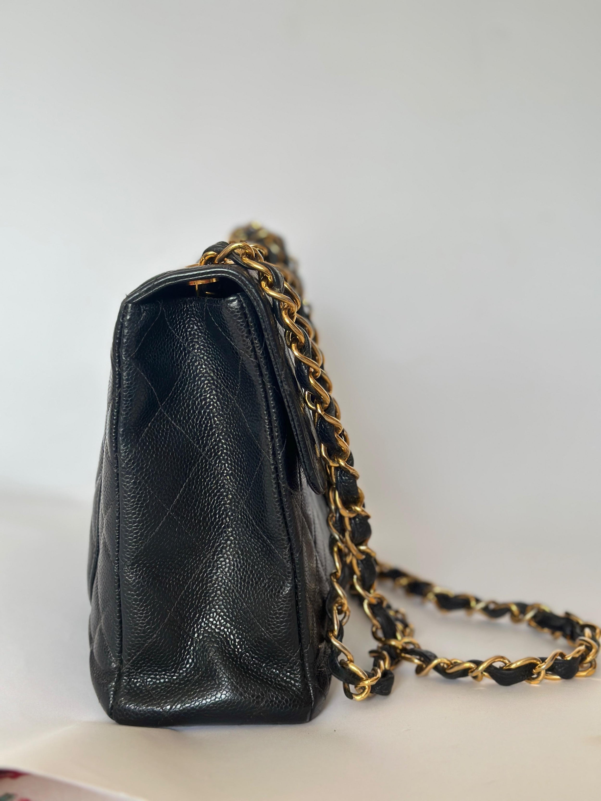 Chanel Black Vintage Caviar Leather Jumbo Flap Bag