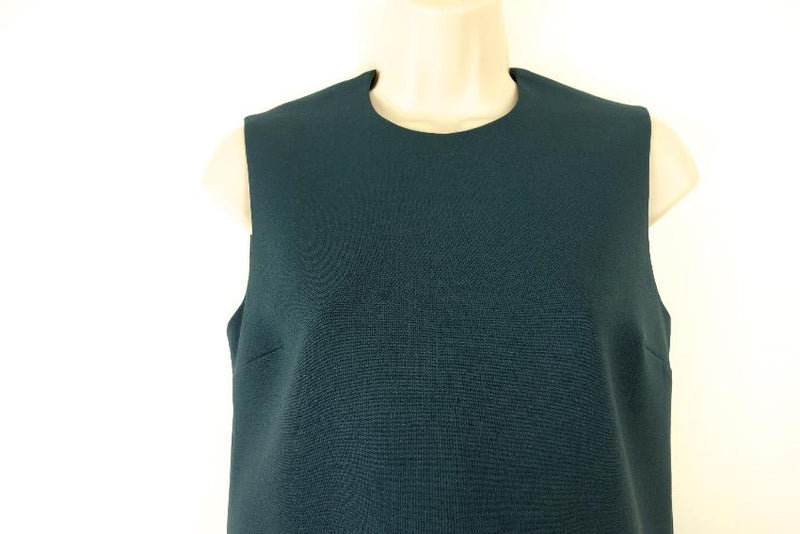 Victoria Victoria Beckham Green Stretch Crepe Flared Sleeveless Top