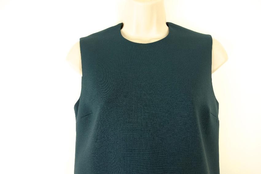 Victoria Victoria Beckham Green Stretch Crepe Flared Sleeveless Top