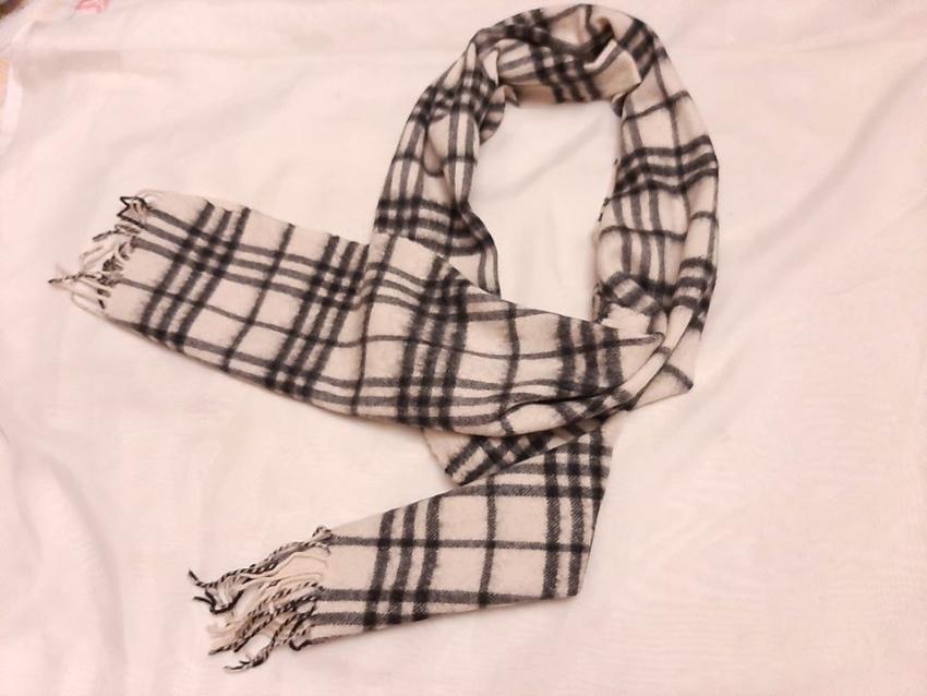 Cream Classic Check Cashmere Scaef