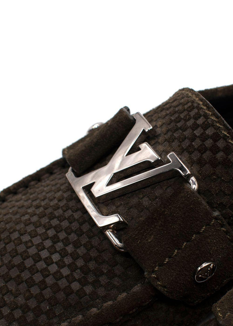 Louis Vuitton Khaki Suede Monte Carlo Slip On Loafers