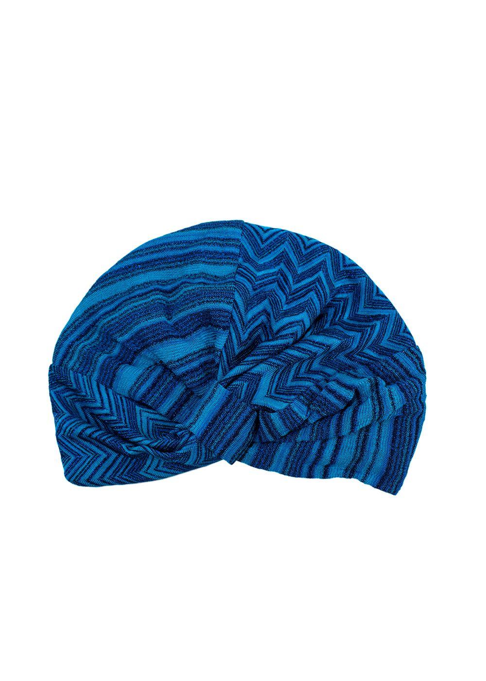 Missoni Blue Two-tone Zig-zag Knit Turban