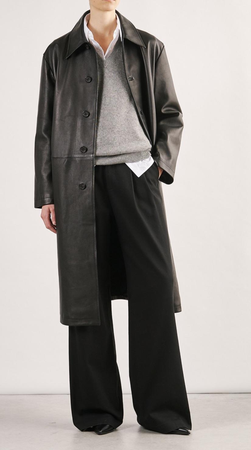Nili Lotan New Season Black Leather Coat/Jacket