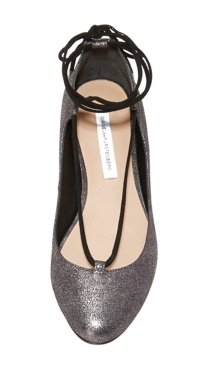 DVF Metallic Lace-Up Ballerinas