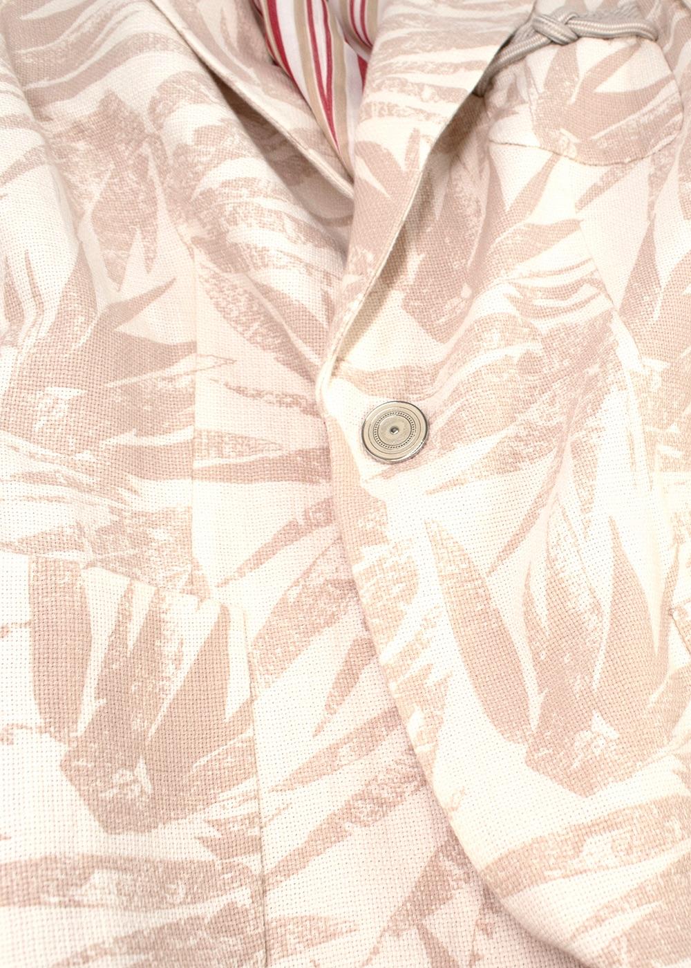 Giorgio Armani Beige Palm Print Gauze Blazer