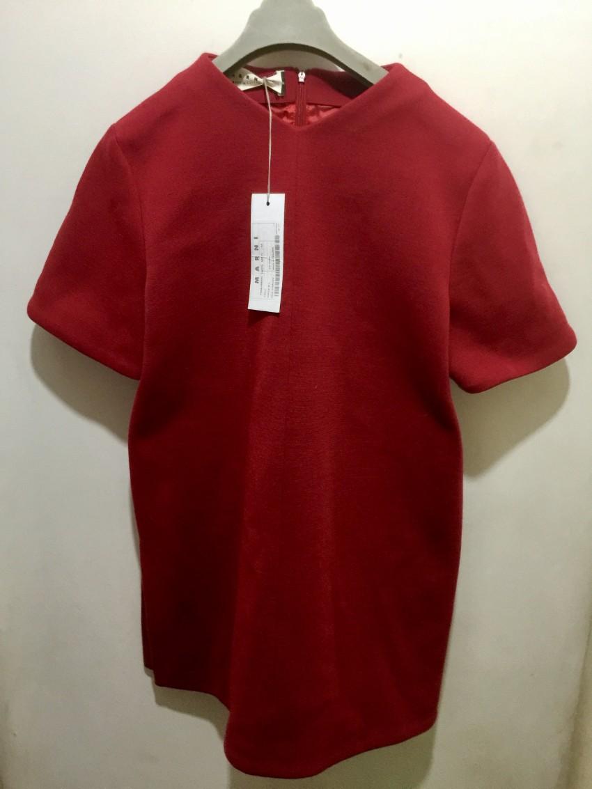Marni Chilli Red Wool Blend Tunic Dress