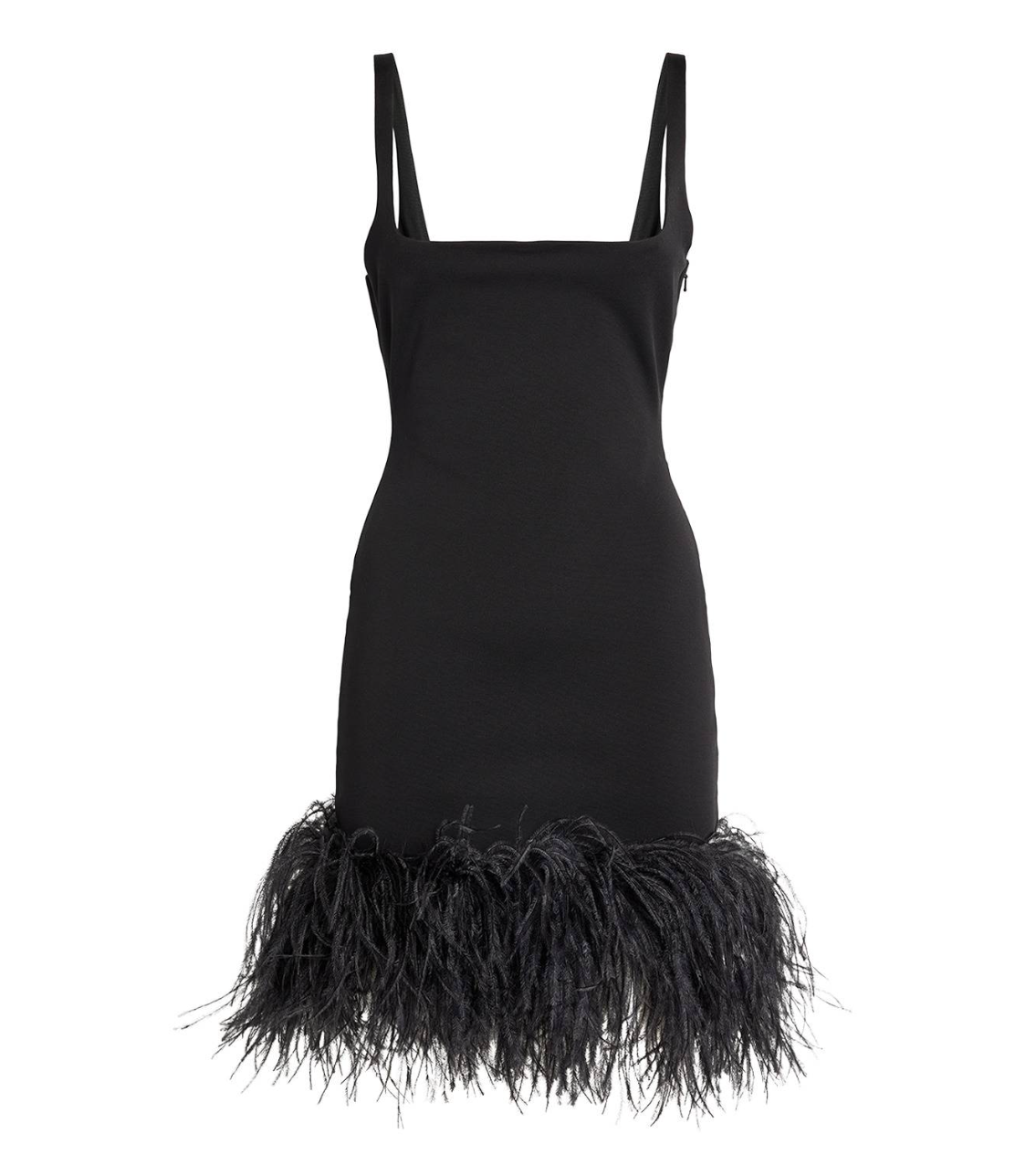 Marabou Feather Trim Mini Dress