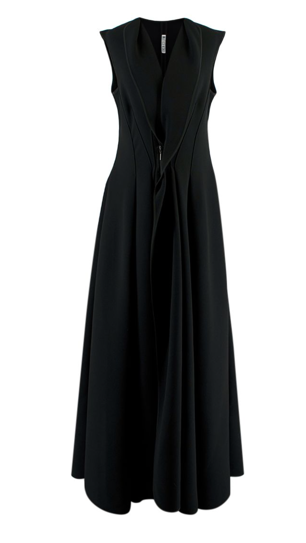 Black Flared Pleated Zip Gown