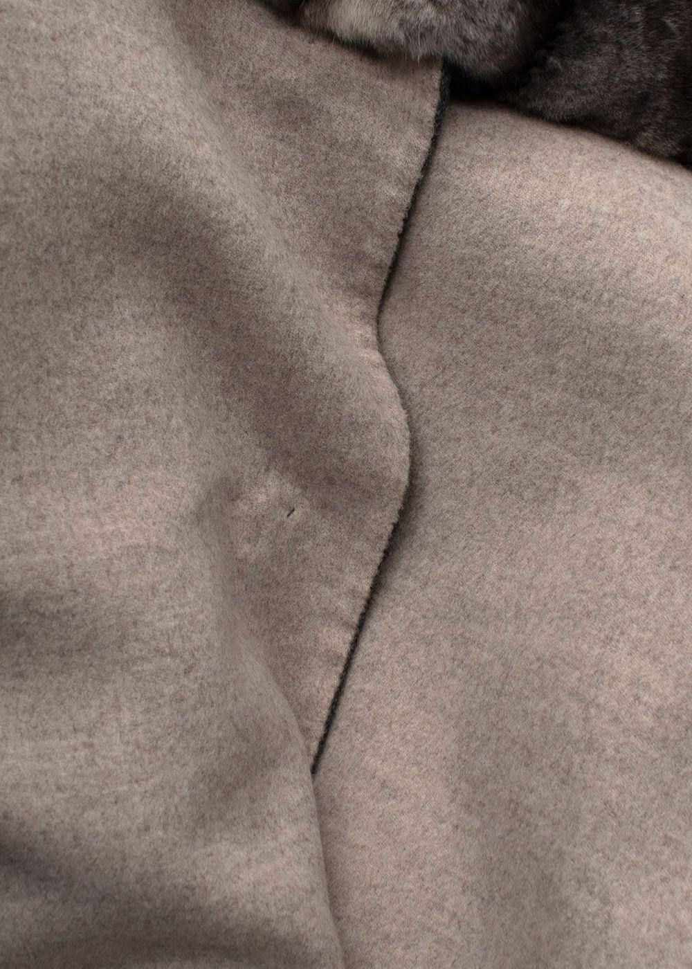 Shaky Loro Piana Brown Reversible Wool Jacket with Chinchilla Collar