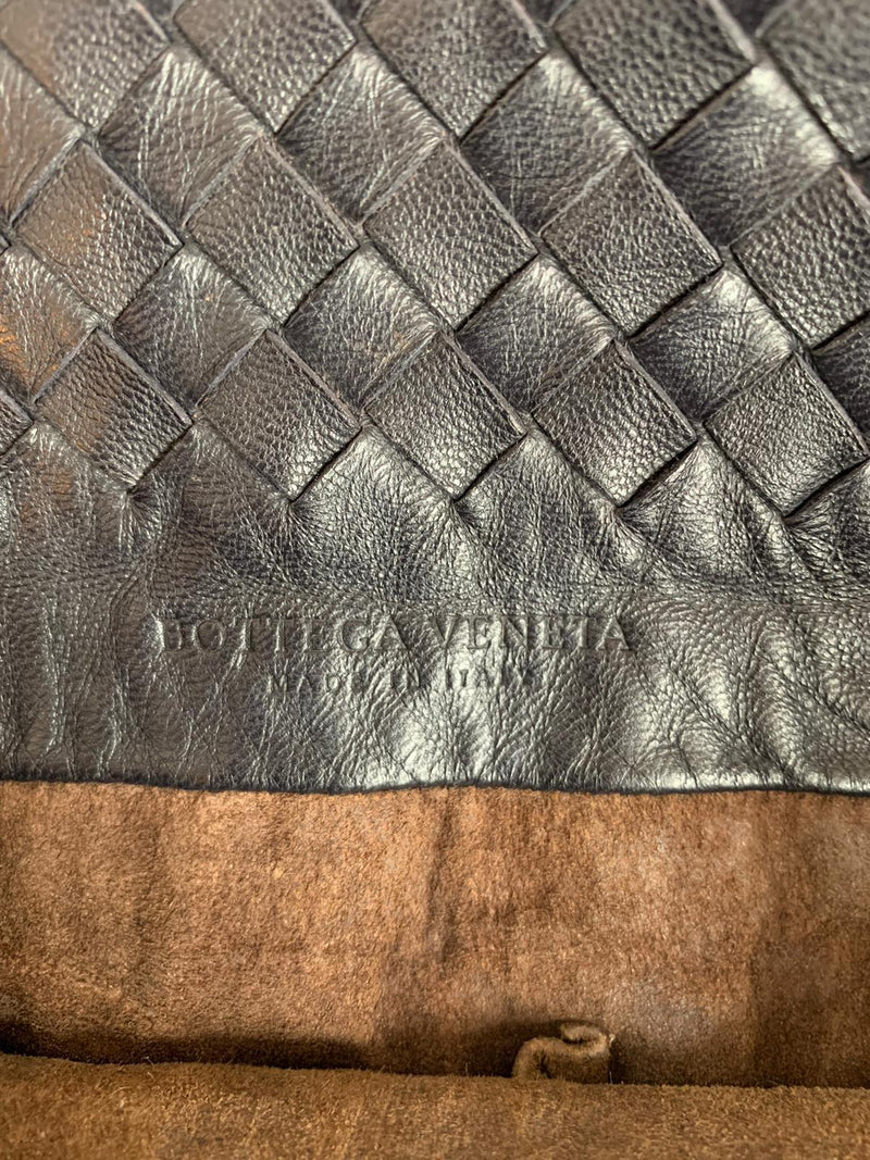 Bottega Veneta Blue Intrecciato Leather Shoulder Bag