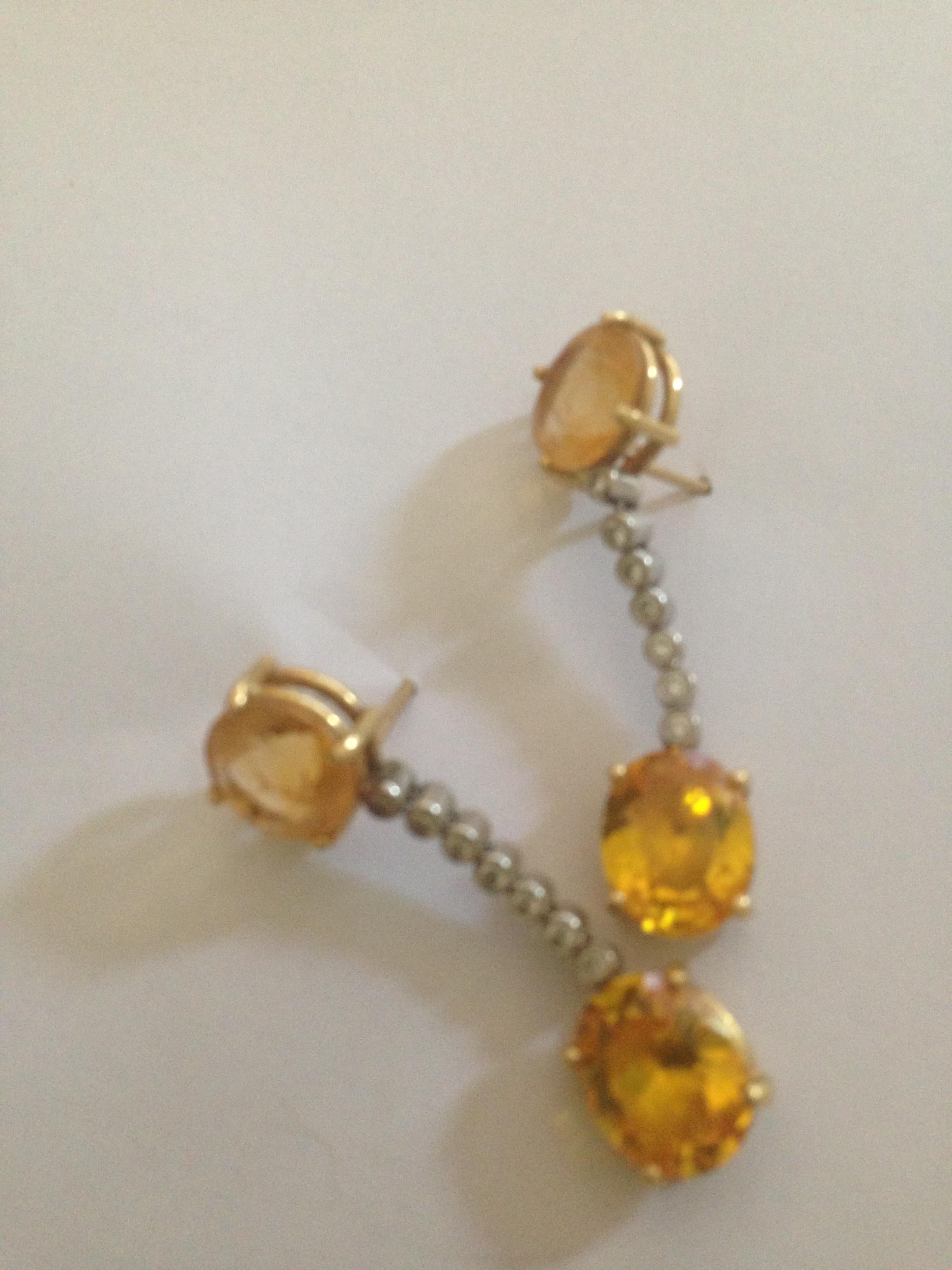 Ian Blower yellow topaz and diamond drop earrings