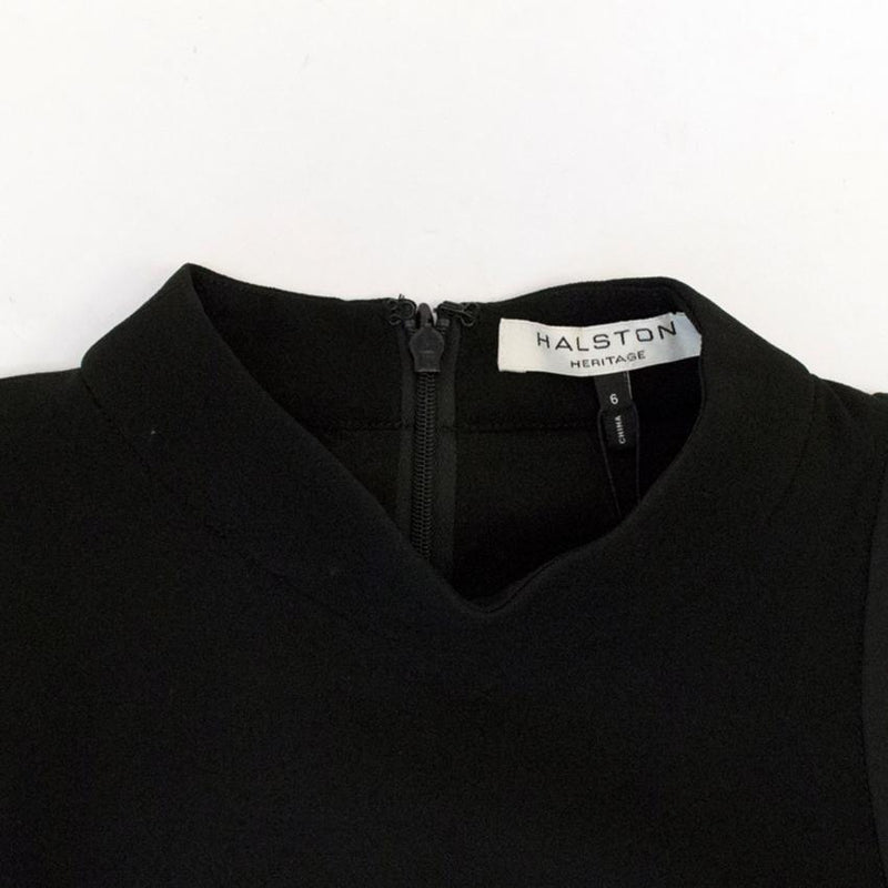 Halston Heritage Black High Neck Crepe Dress with Studs
