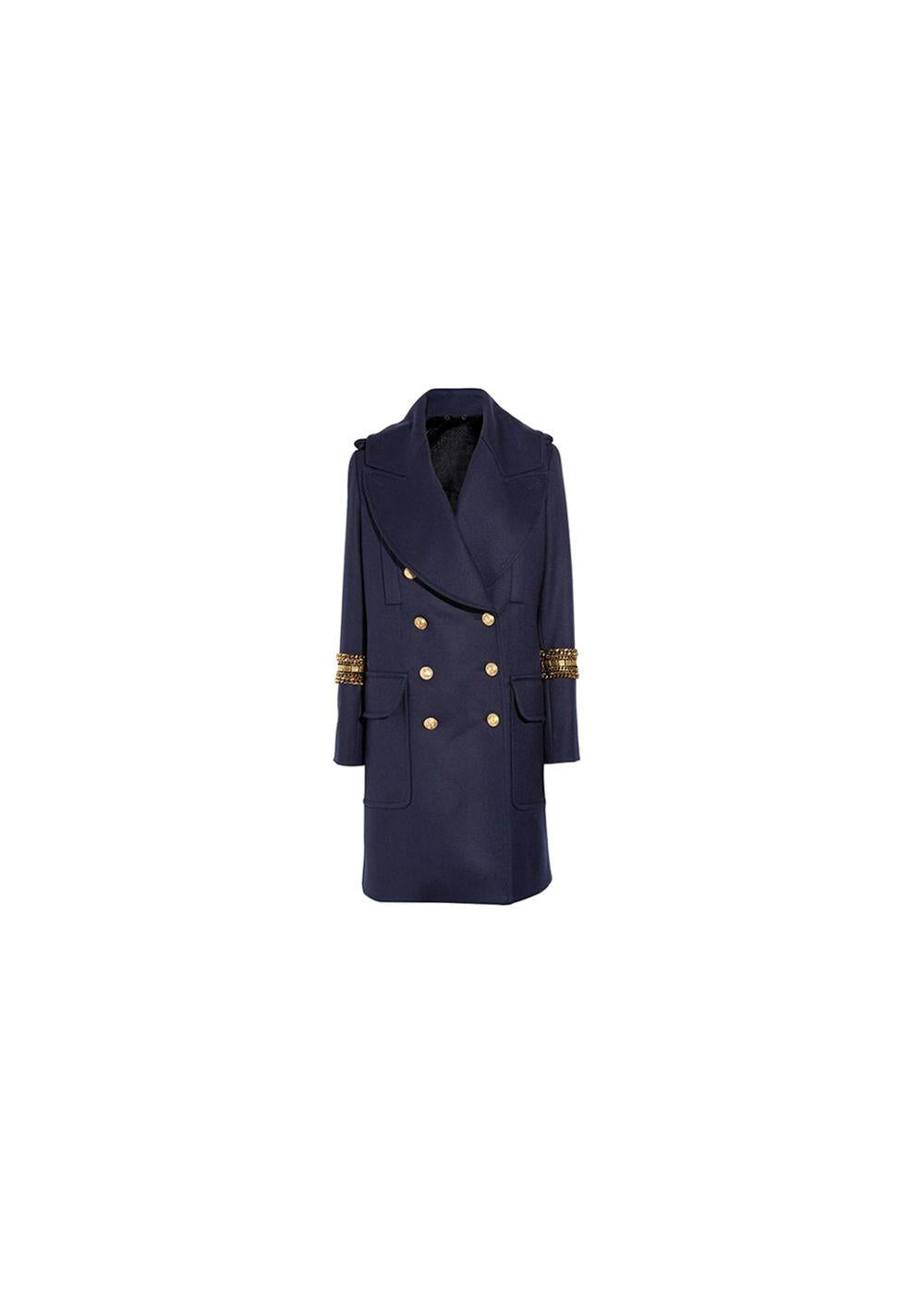 Navy Rabbit-lined wool coat