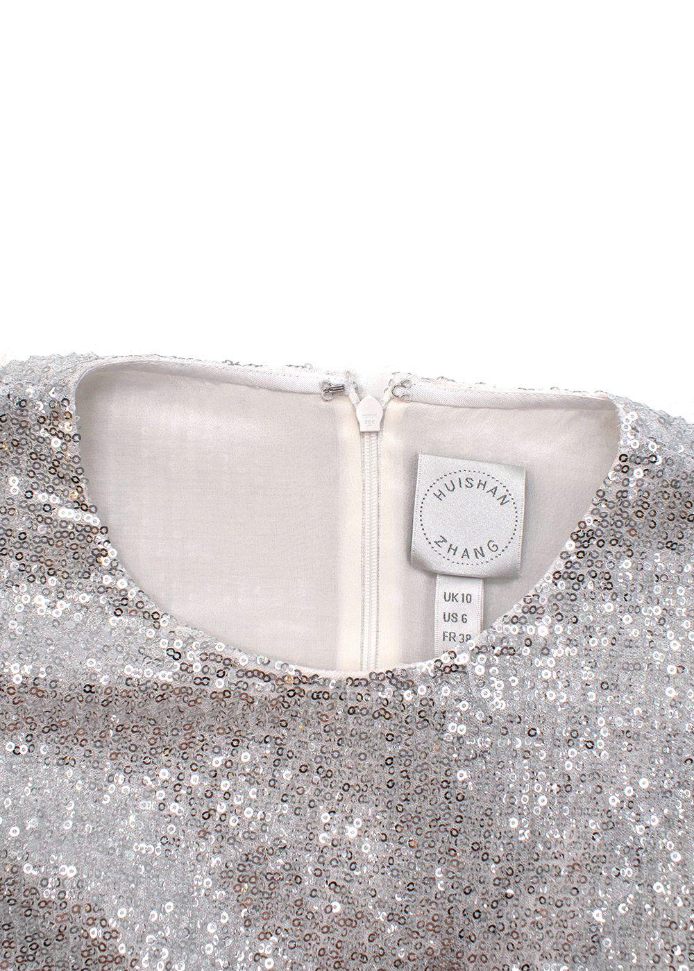 Silver Sequin Embellished Frill Sleeved Maxi Dress