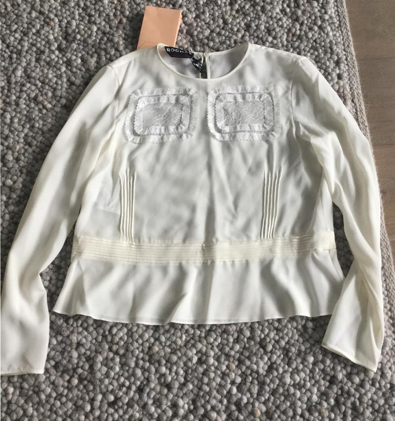 Rochas lace-insert silk blouse