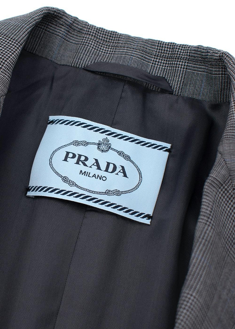 Prada Grey wool Prince of Wales checked blazer