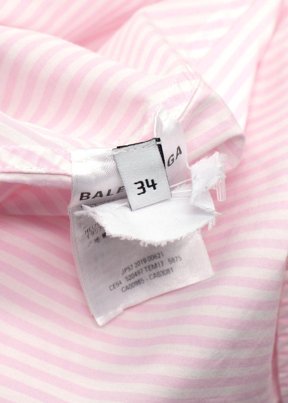 Balenciaga  Pink Striped Shirt with Neck Tie and Logo Detail