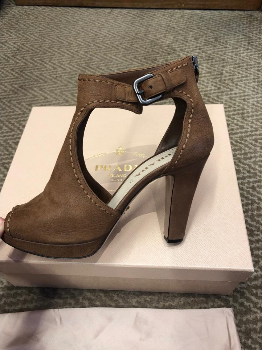 Prada Brown Cut-out Booties