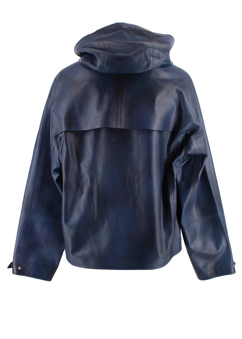 Berluti Blue Venezia Leather Hooded leather jacket