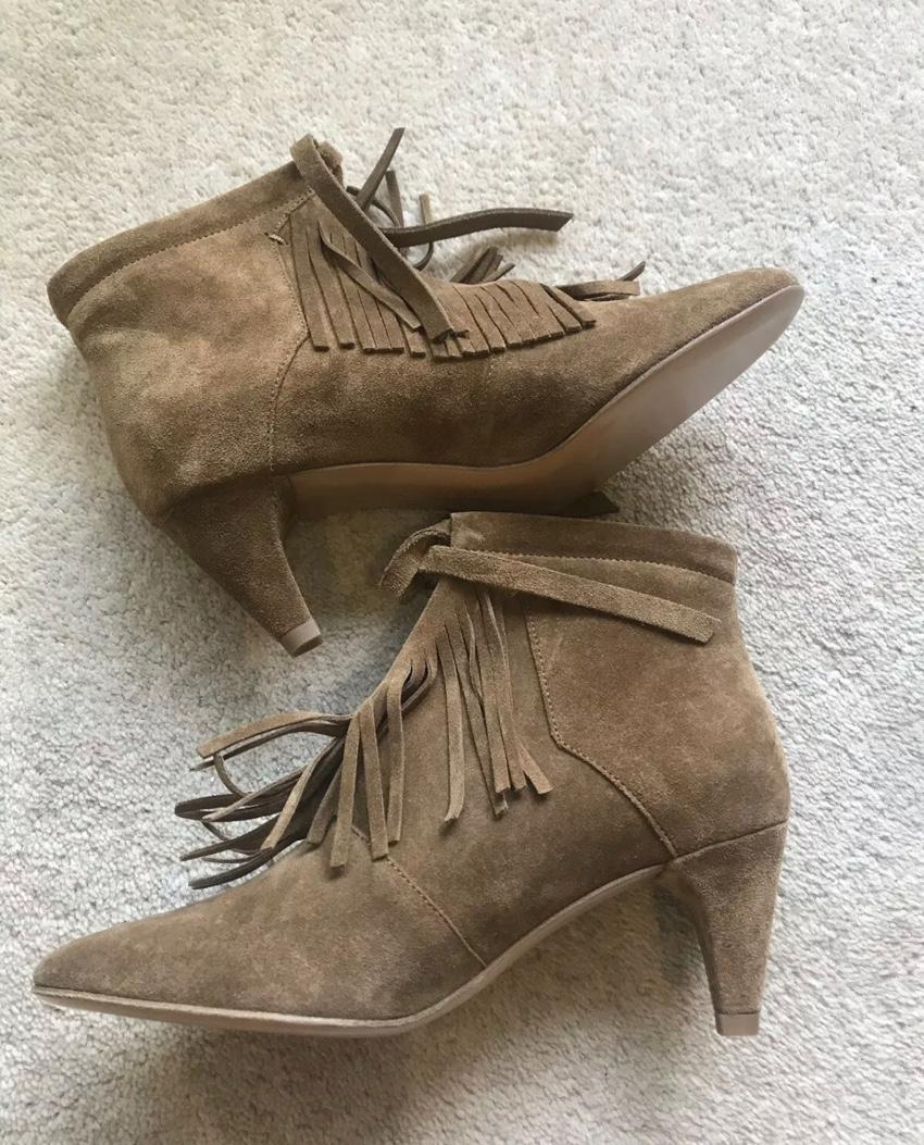 Maje Suede Frange Ankle Boots