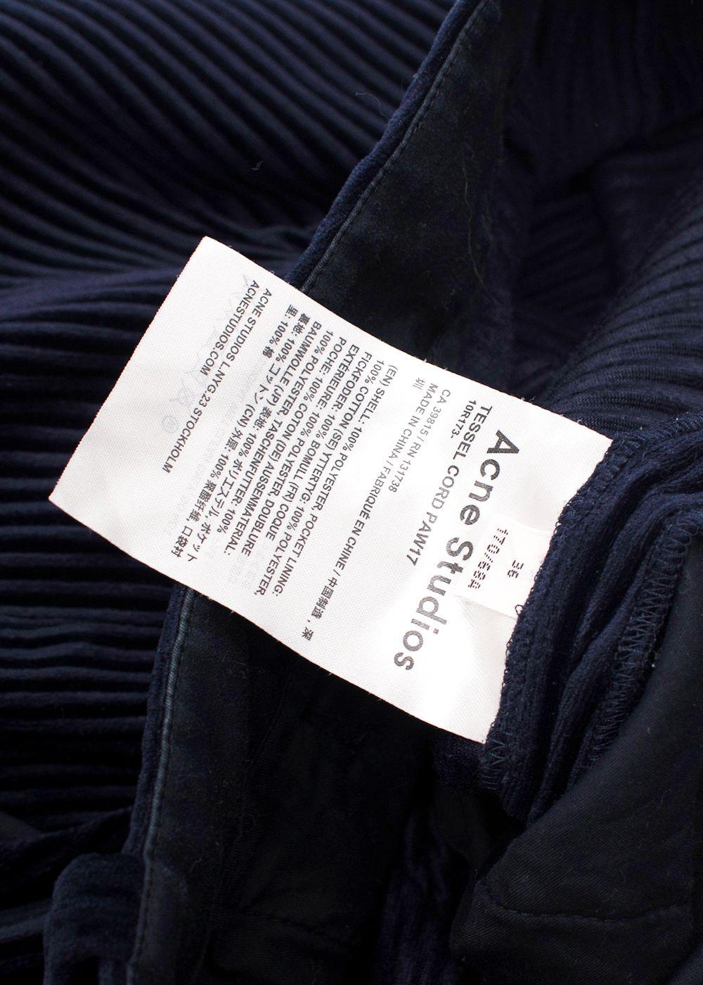 Acne Studios Navy Straight Leg Corduroy Trousers