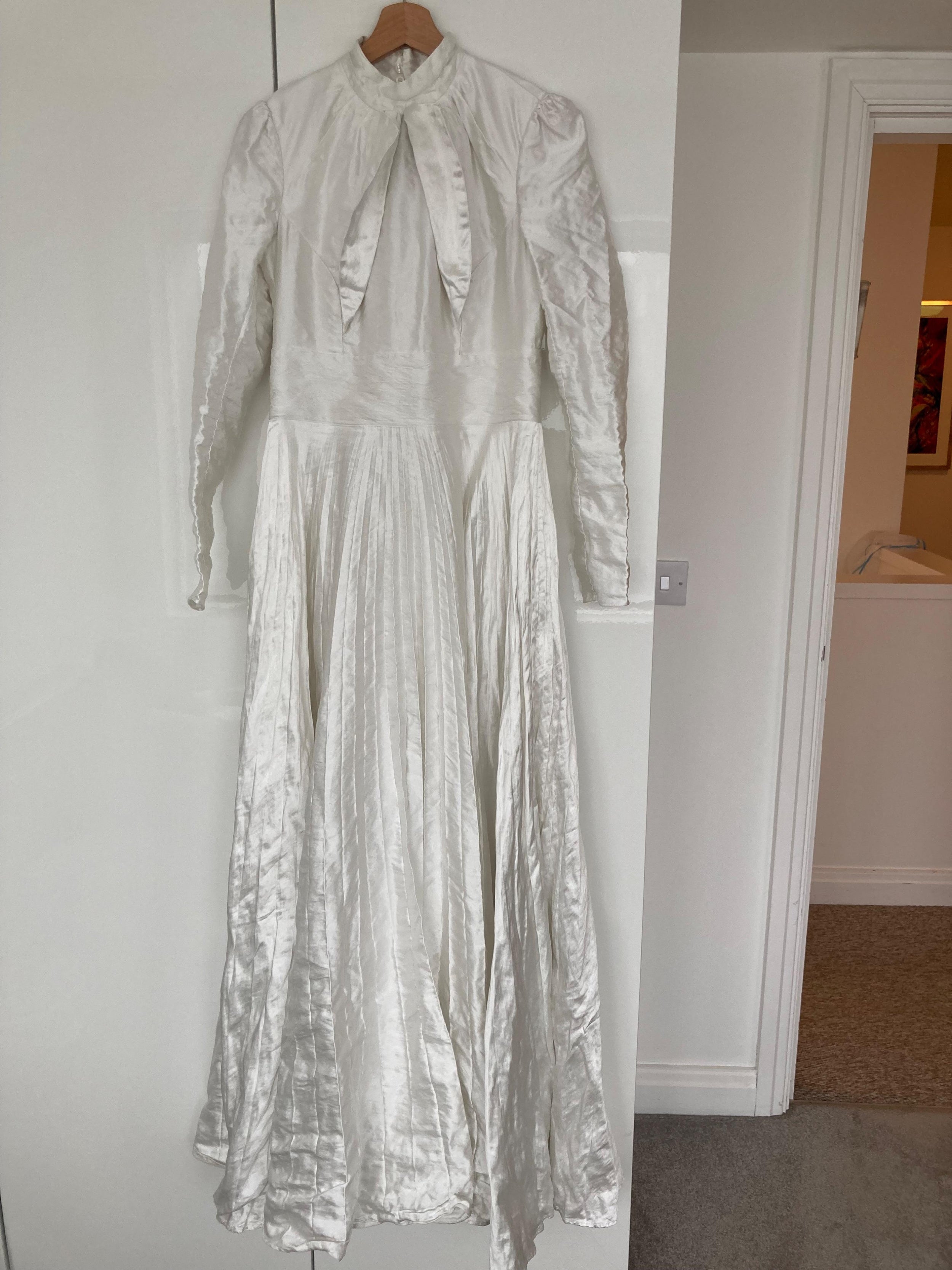 Erdem White Tie Detail Satin Maxi Dress