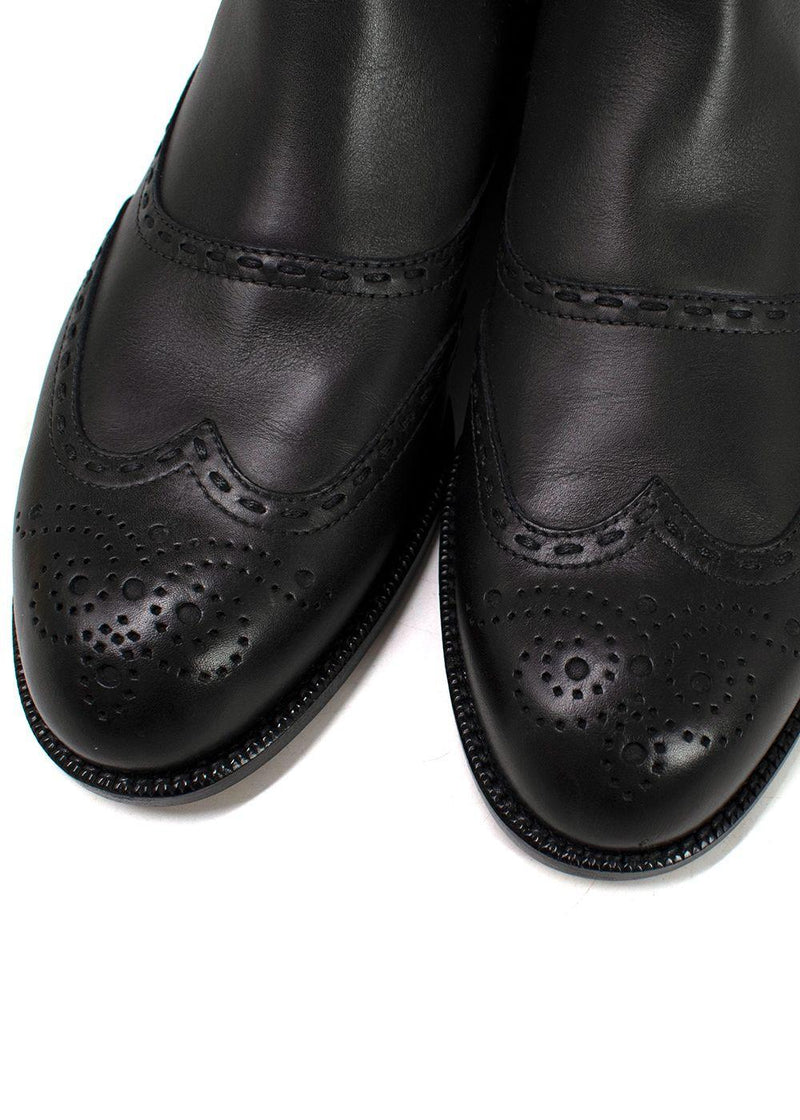 Bottega Veneta Black Brogue Leather Boots