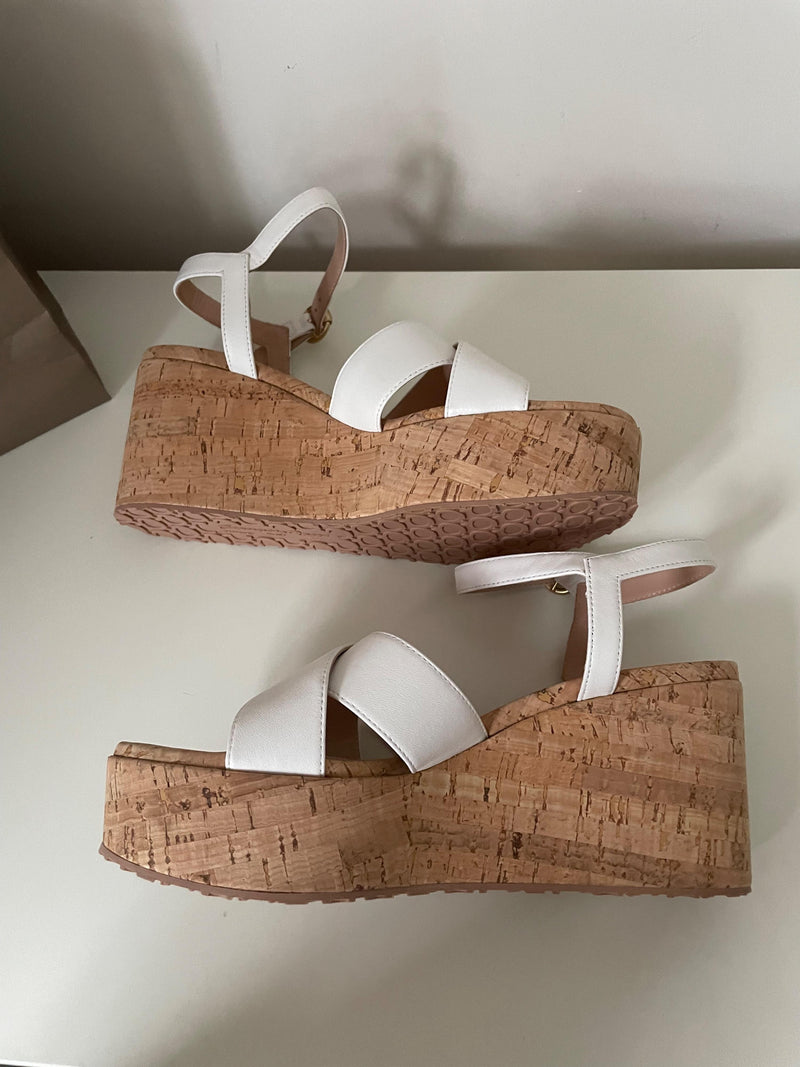 Gianvito Rossi White Cork Platform Wedges