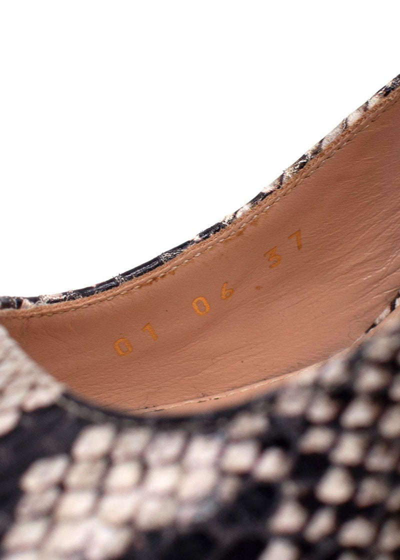 Gianvito Rossi Snake Skin Effect Square Toe Heels