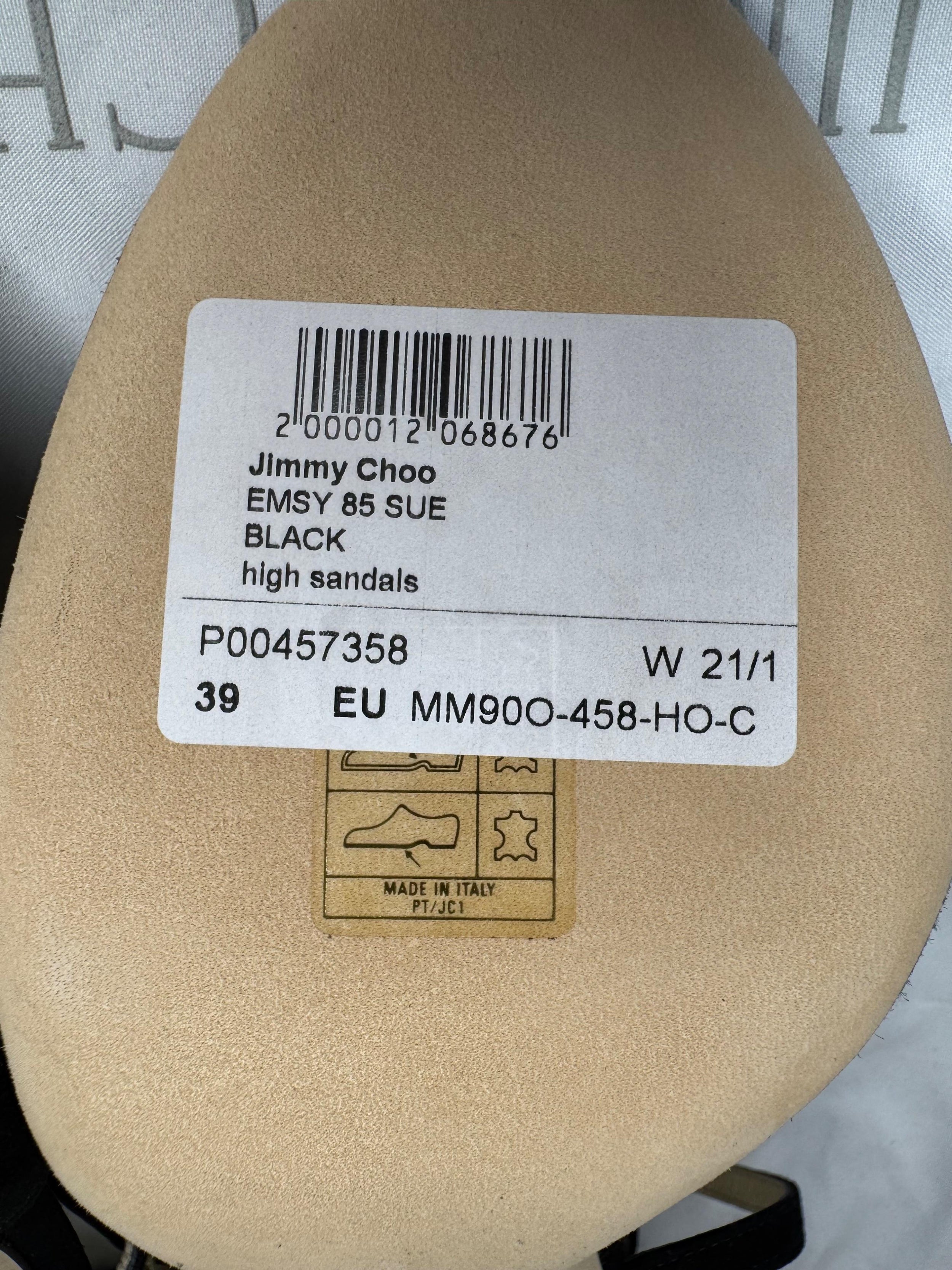 Jimmy Choo Black Suede Emsy 85 Sandals