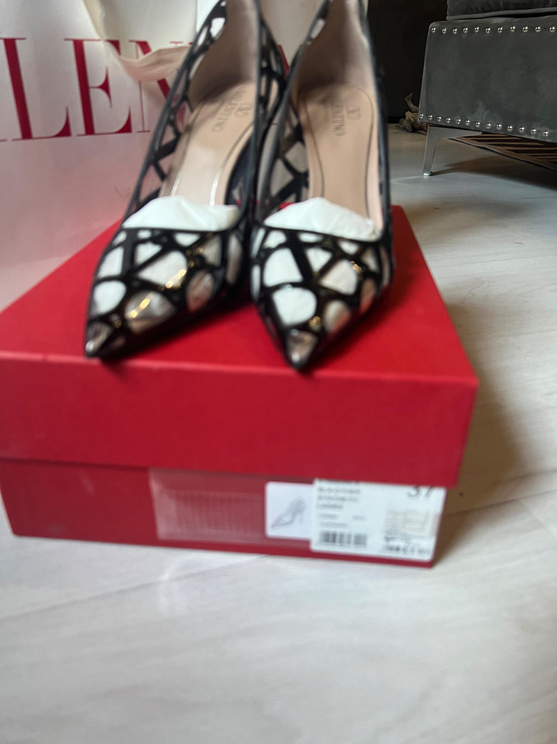 Valentino Black VLogo PVC Heels
