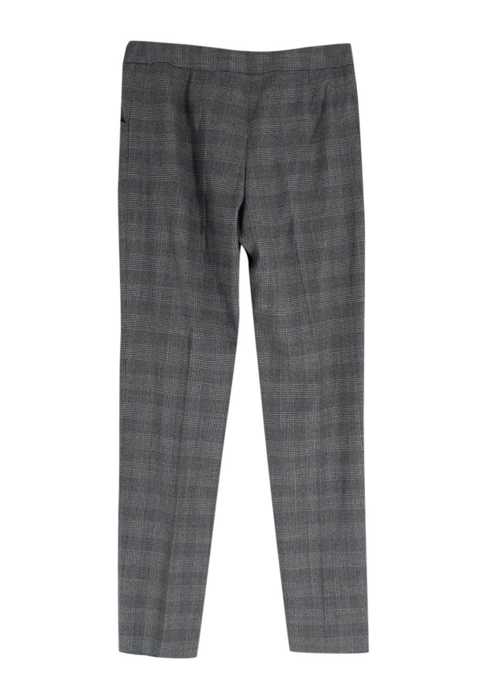 Giorgio Armani Grey Wool-Blend Checked Trouser