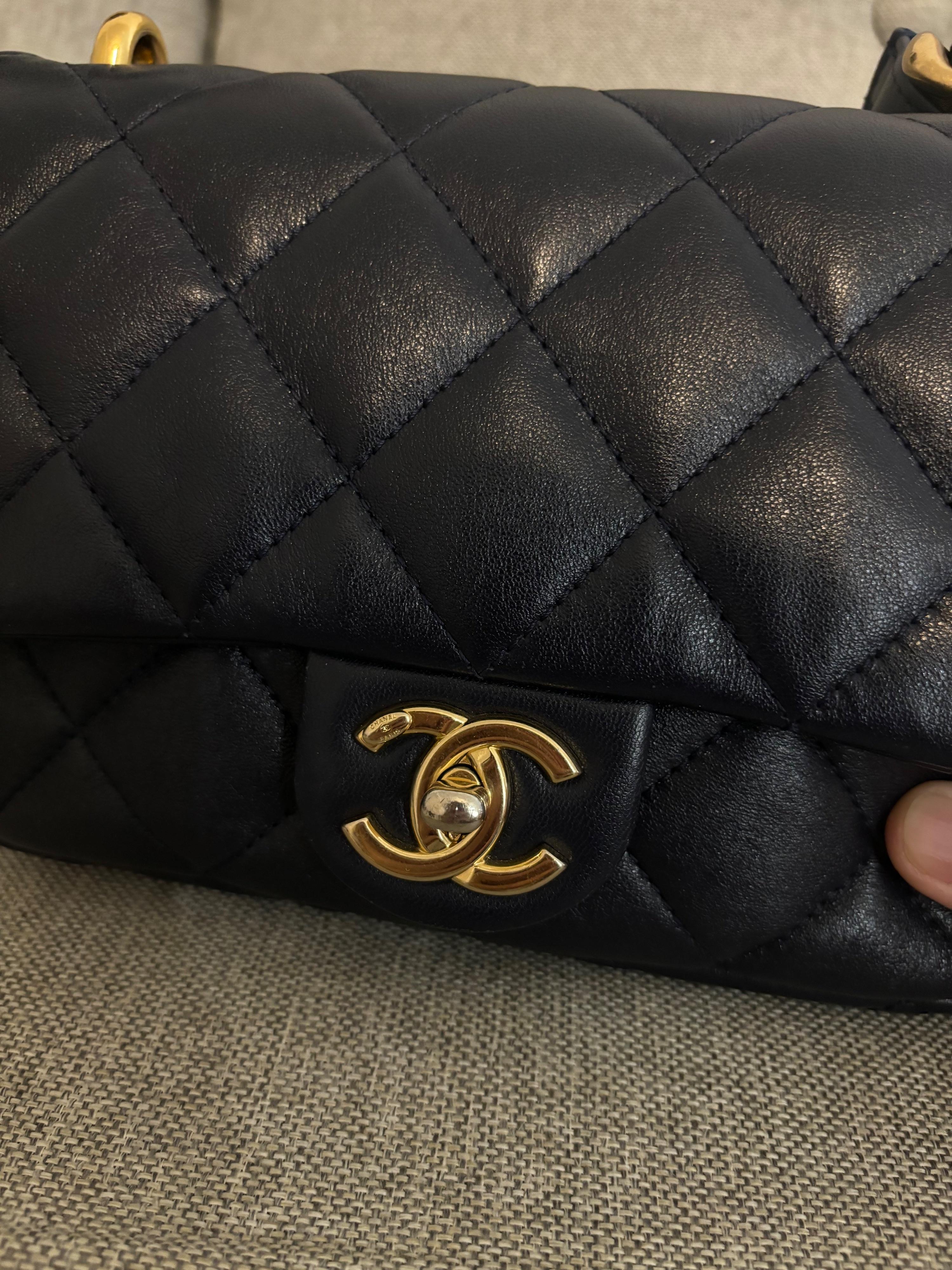 Chanel Navy Blue Funky Town Lambskin Shoulder Bag
