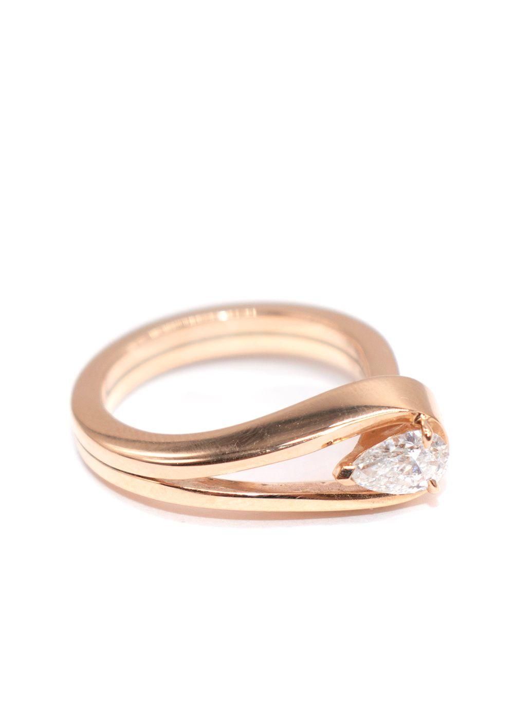 Repossi Serti Rink Gold Inversé Pear Cut Diamond Ring Size 53