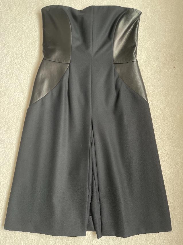 Yves Saint Laurent Vintage Black Leather Panelled Strapless Mini Dress