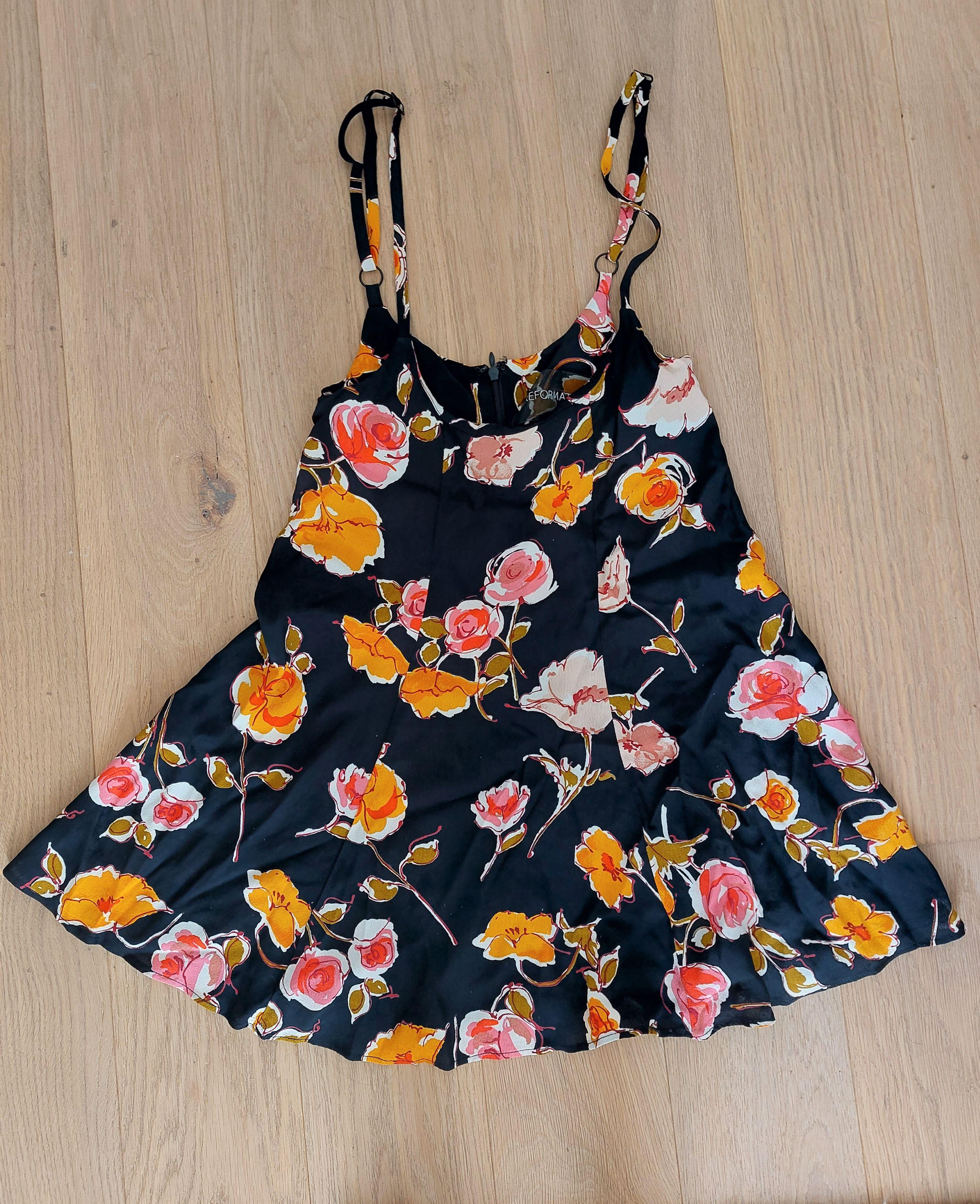 Black painterly floral crepe cami top