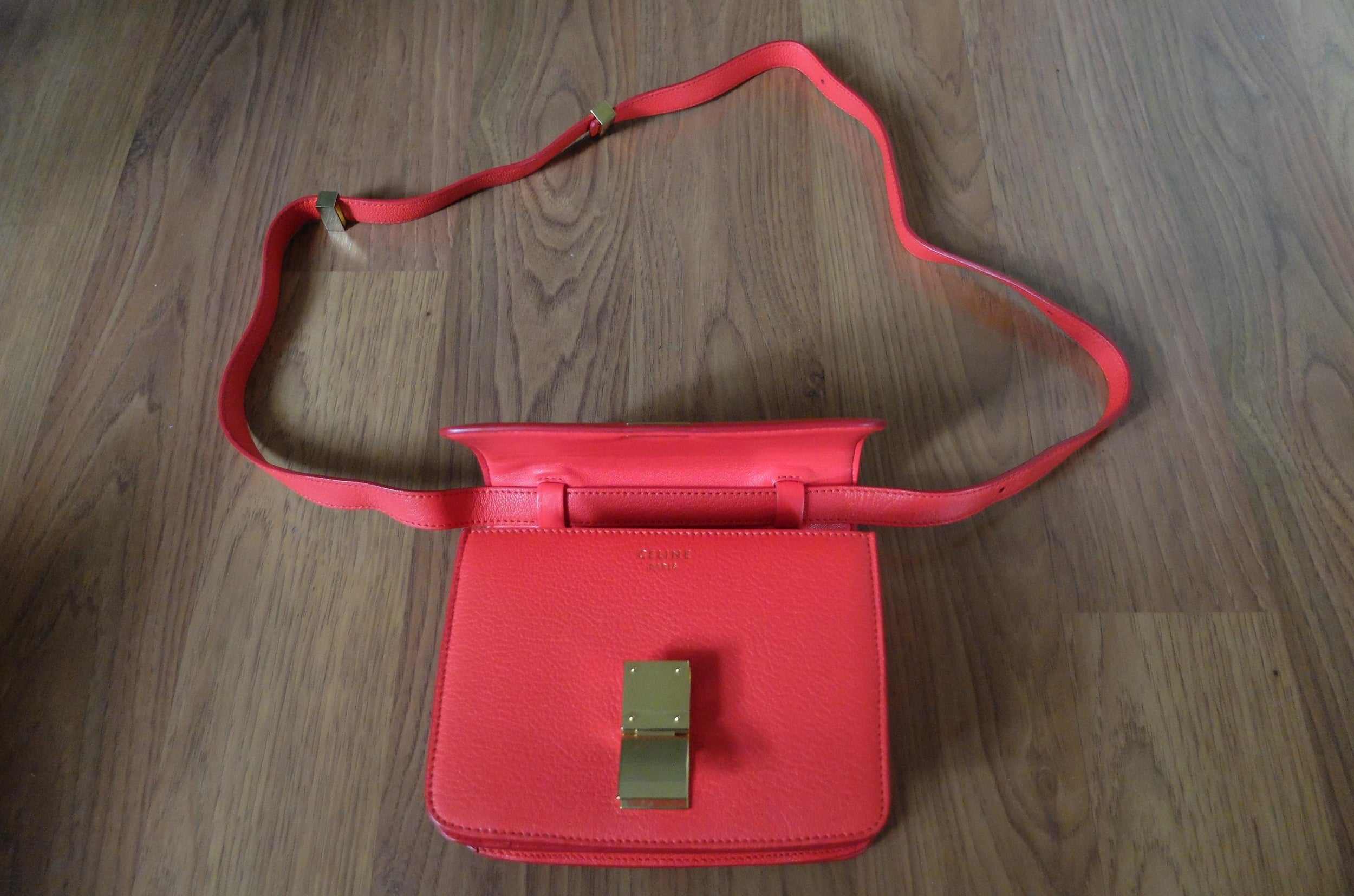 Celiné Red Leather Classic Mini Box Bag