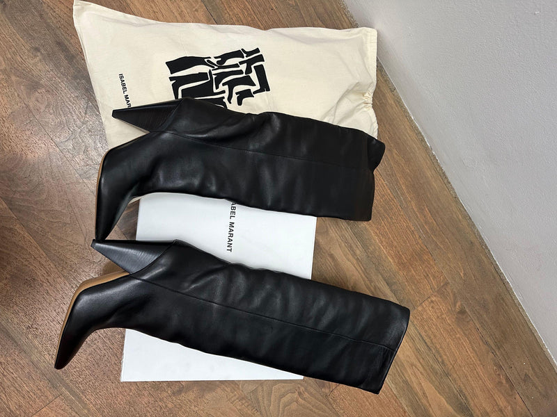 Isabel Marant Black Leather Lybill Leather Boots